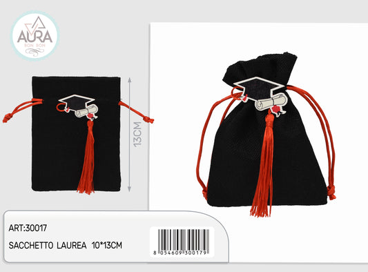 sacchetto laurea nero con tag
