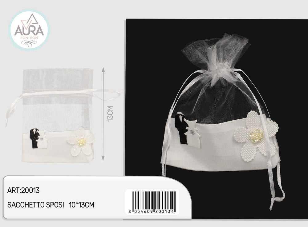 Sacchetto sposi con tulle 10x13cm