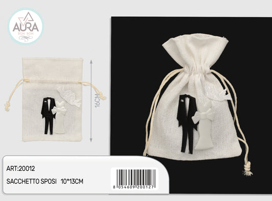 sacchetto matrimonio bianco 10x13cm