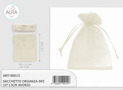 8-piece ivory organza bag 10x13cm