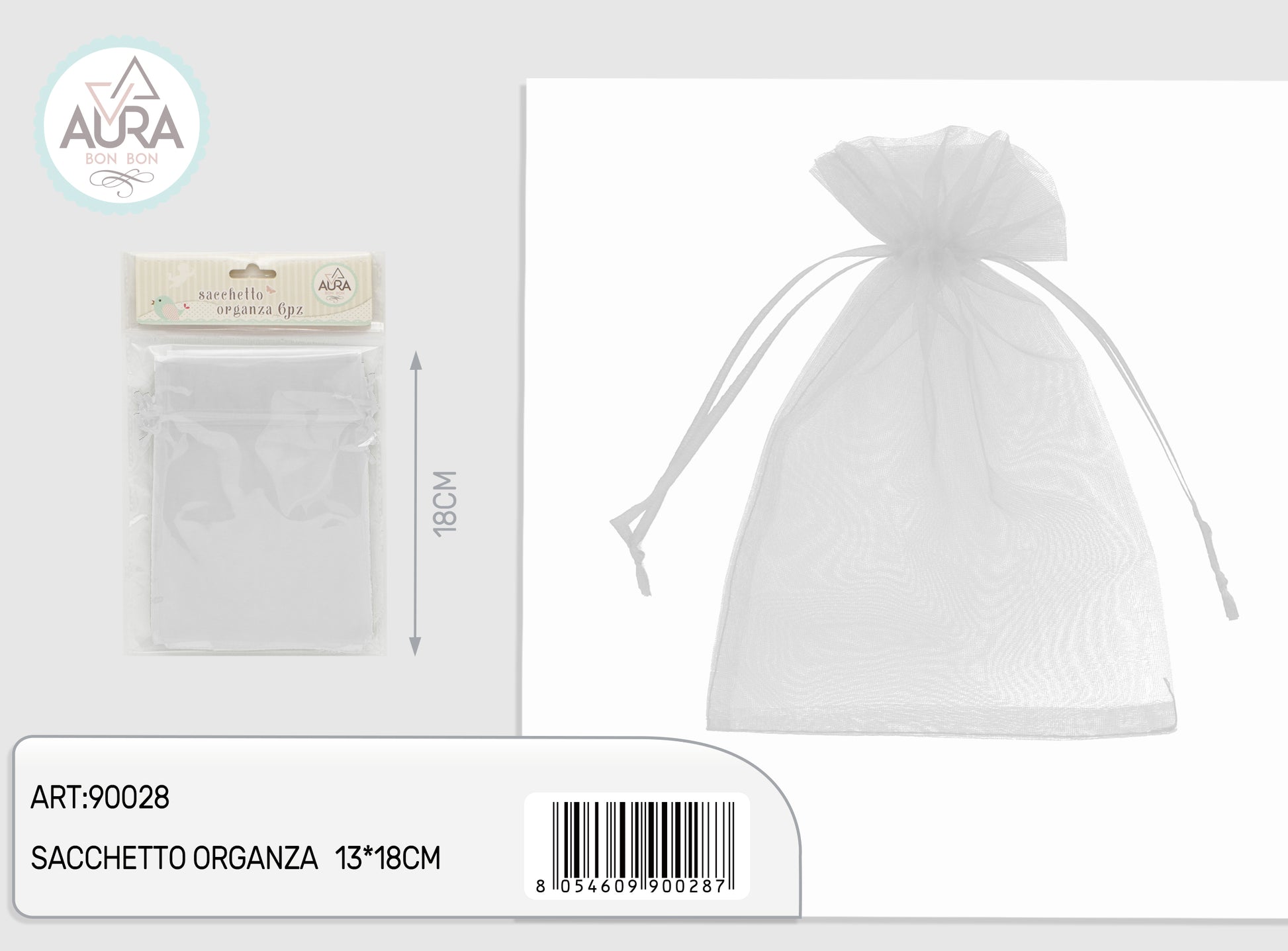 sacchetto organza bianco 13x18cm