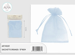 6-piece light blue organza bag 13x18cm