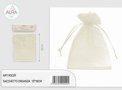 6-piece cream organza bag 13x18cm