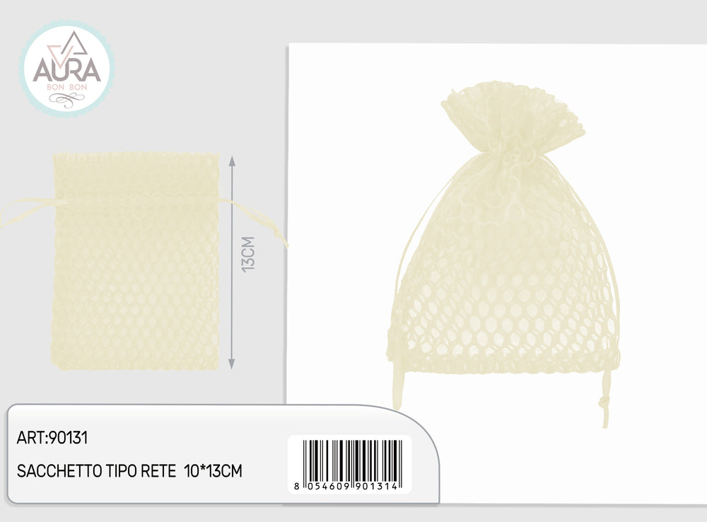 Ivory mesh bag 10x13cm