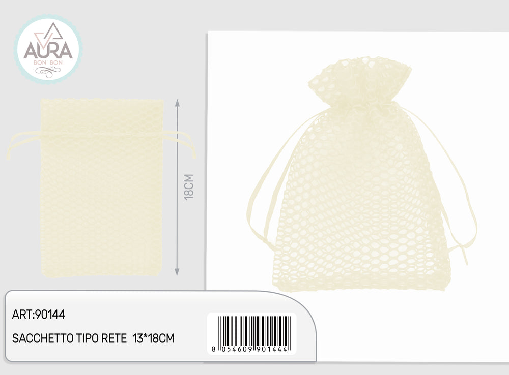 Ivory mesh bag 13x18cm