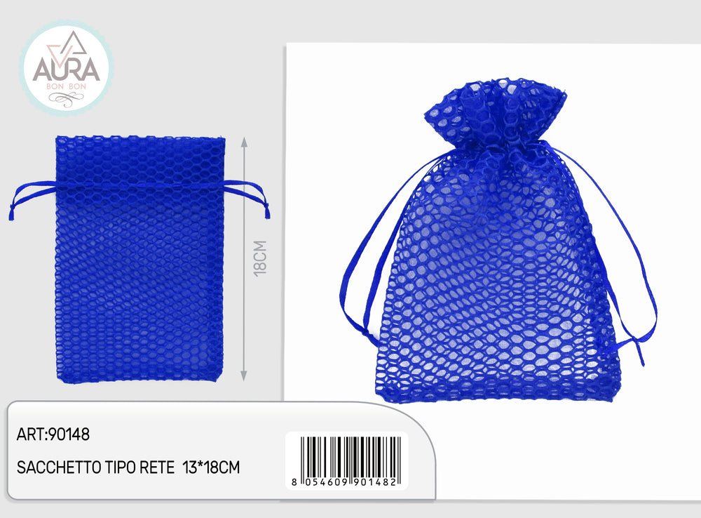 Blue mesh bag 13x18cm