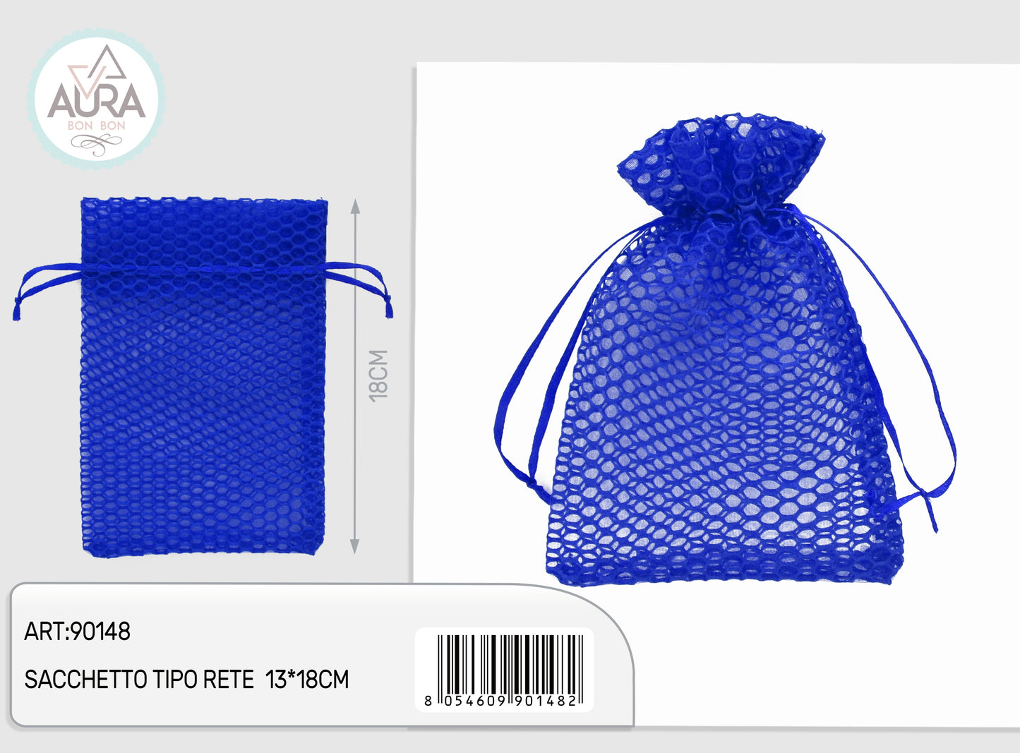 Sacchetto rete blu 13x18cm