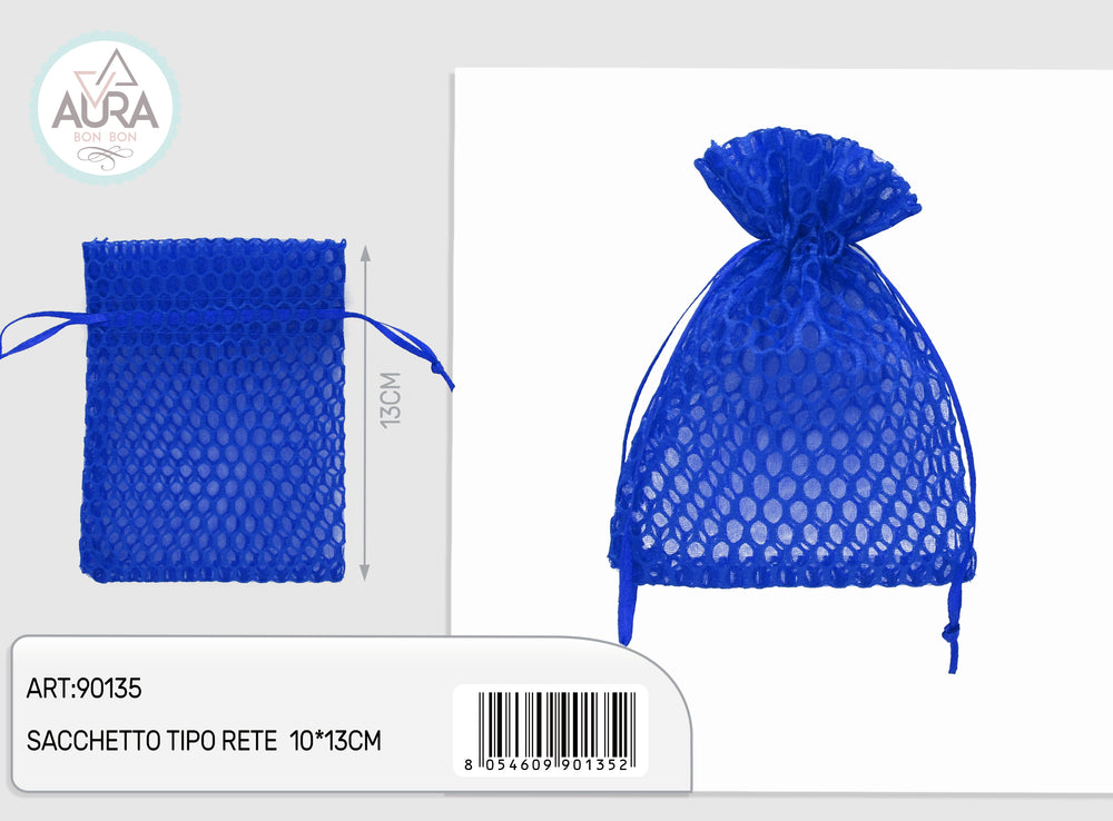 Blue mesh bag 10x13cm