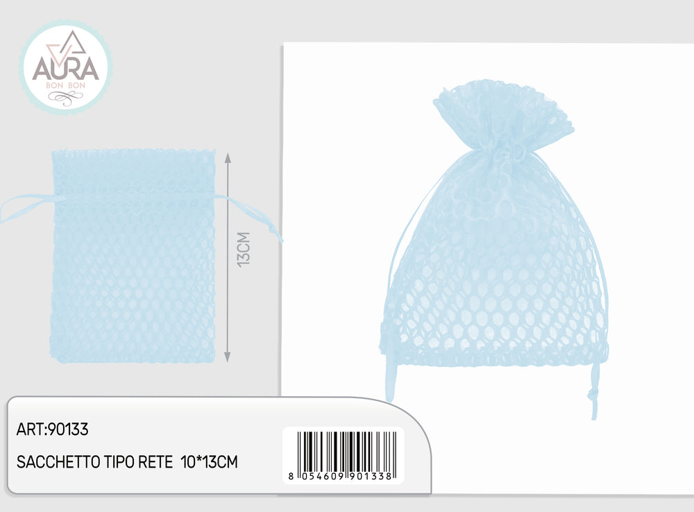 Light blue mesh bag 10x13cm
