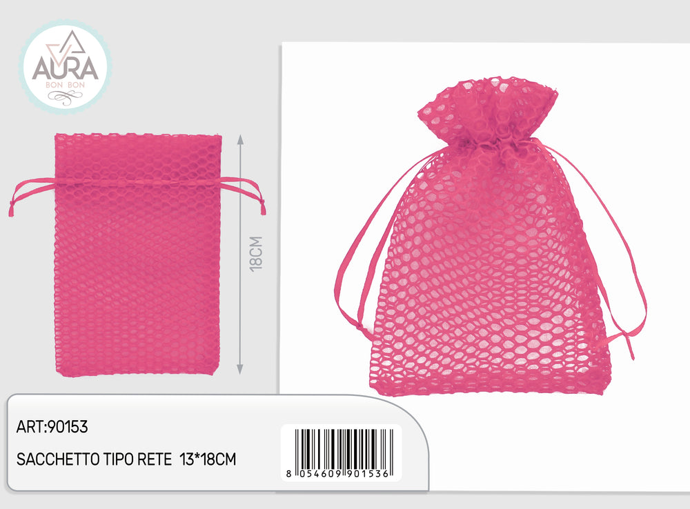 Fuchsia mesh bag 13x18cm