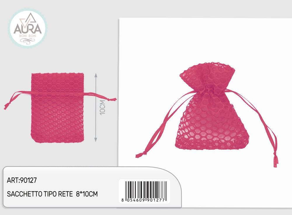 Fuchsia mesh bag 8x10cm