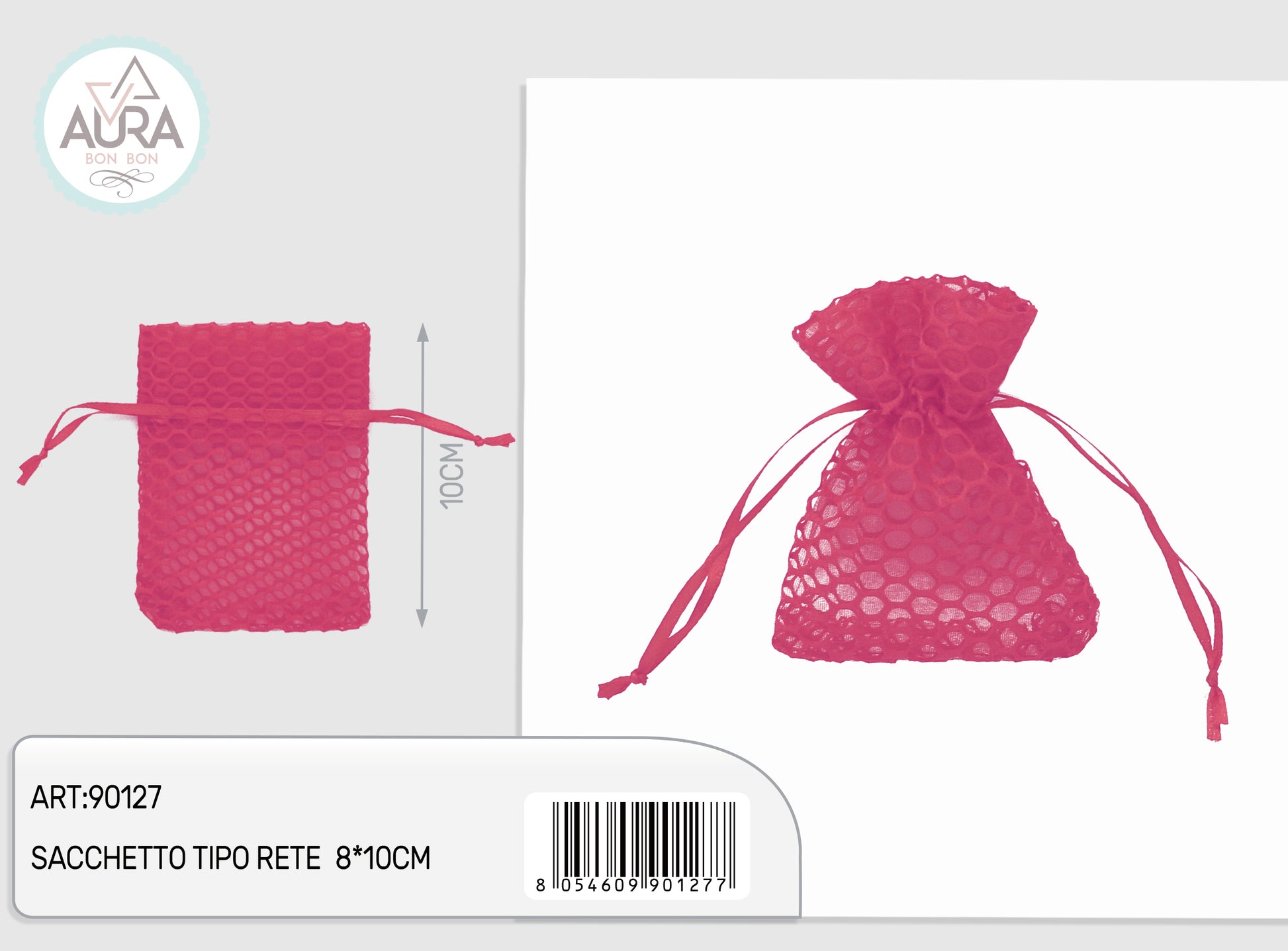 sacchetto rete fucsia 8x10cm