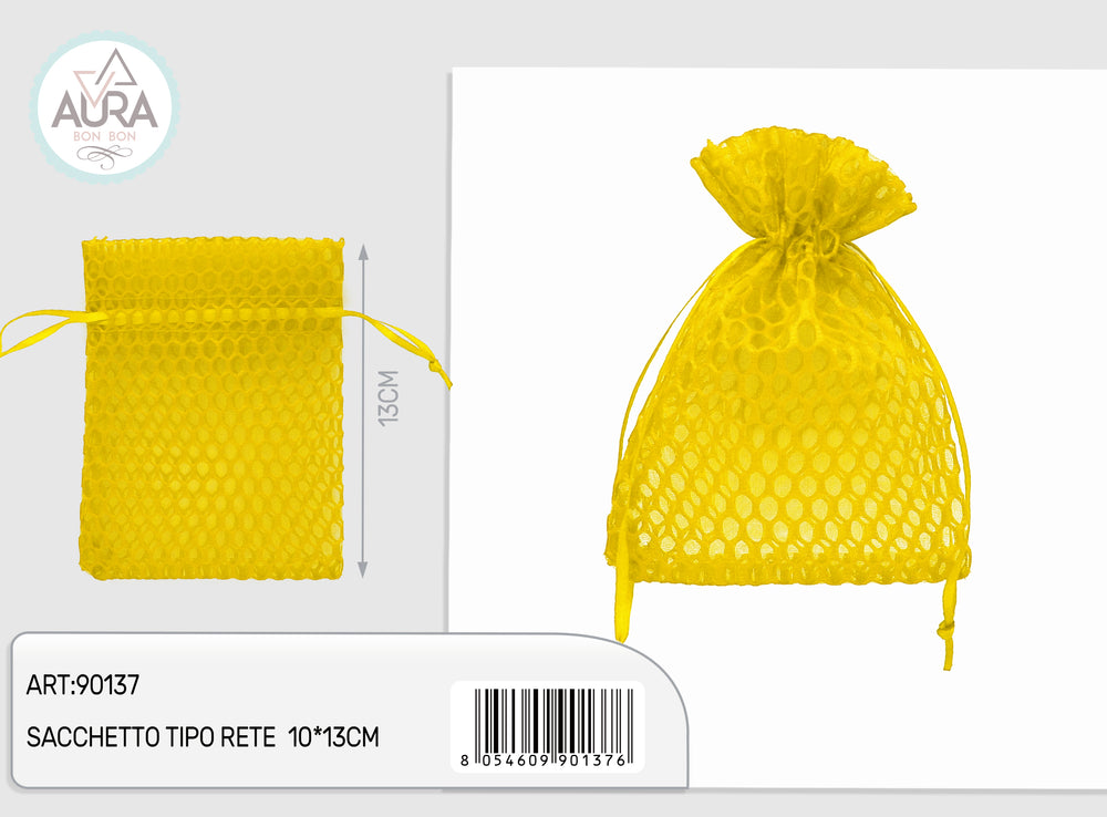 Yellow mesh bag 10x13cm