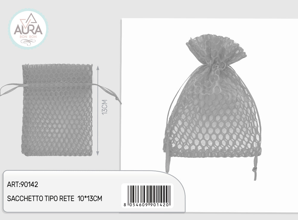 Grey mesh bag 10x13cm