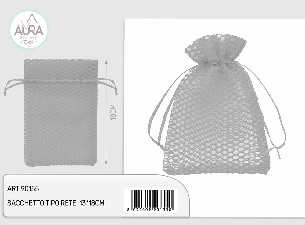 grey mesh bag 13x18cm