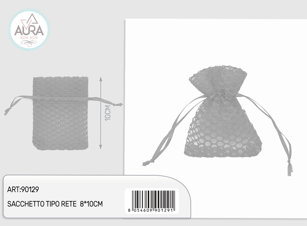Grey mesh bag 8x10cm
