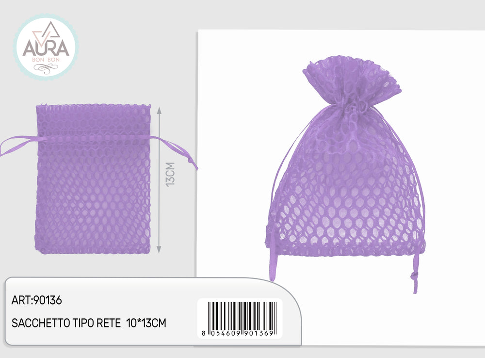 Purple mesh bag 10x13cm