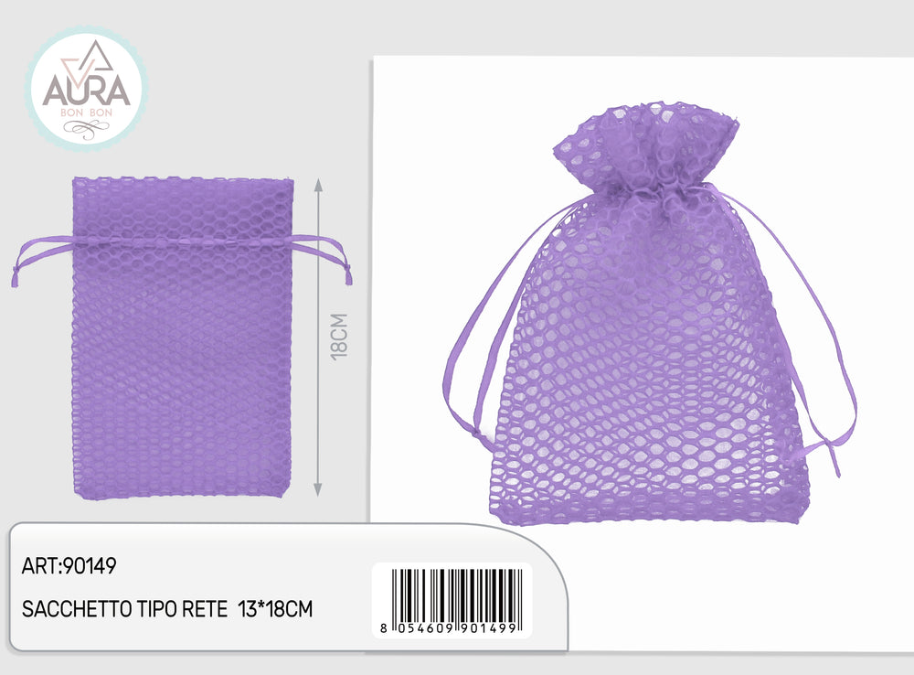 Purple mesh bag 13x18cm