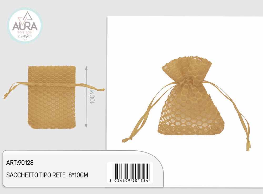 Gold mesh bag 8x10cm