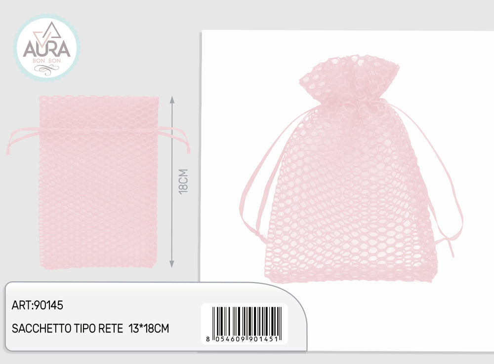 Pink mesh bag 13x18cm