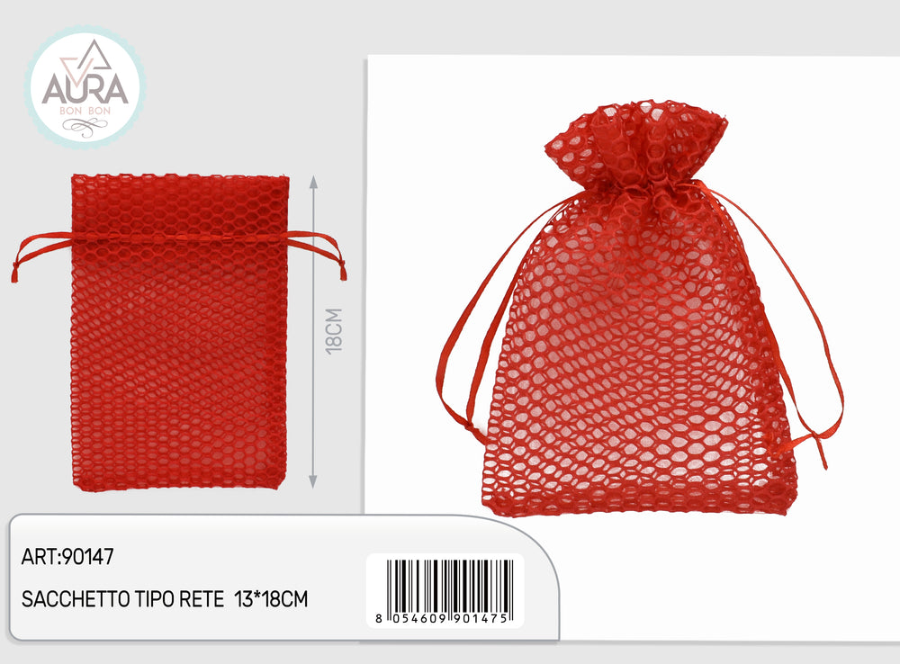 Red mesh bag 13x18cm