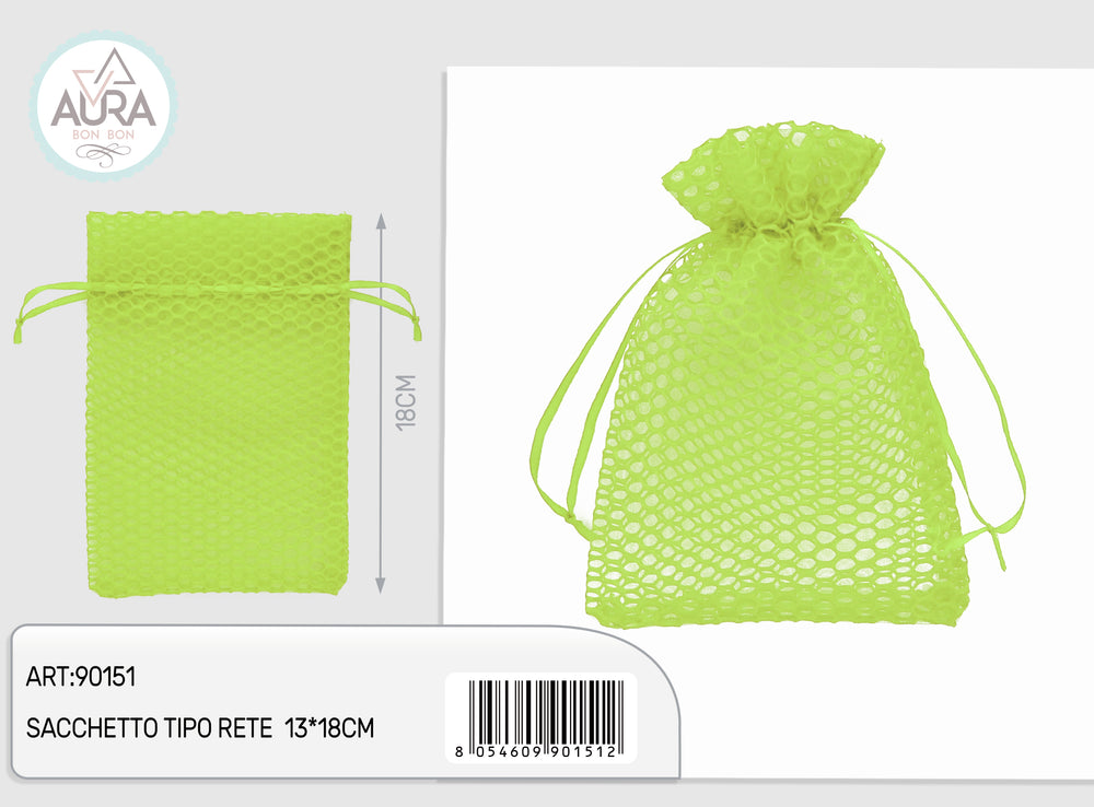 Sacchetto rete verde chiaro 13x18cm