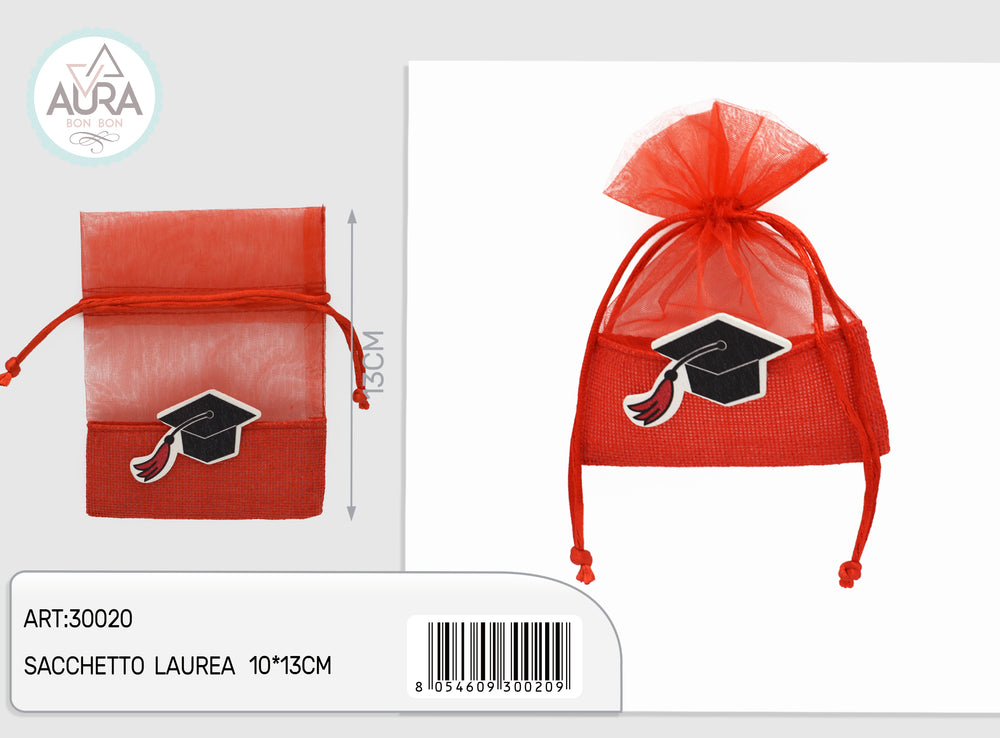 Sacchetto rosso laurea 10x15cm