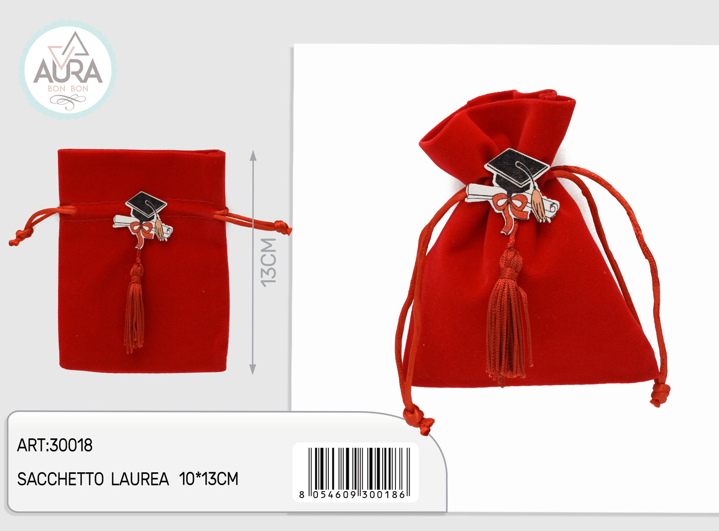 Sacchetto con tirante laurea 10x13cm con tag e nappa