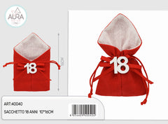 18th birthday red jute bag 10x16cm