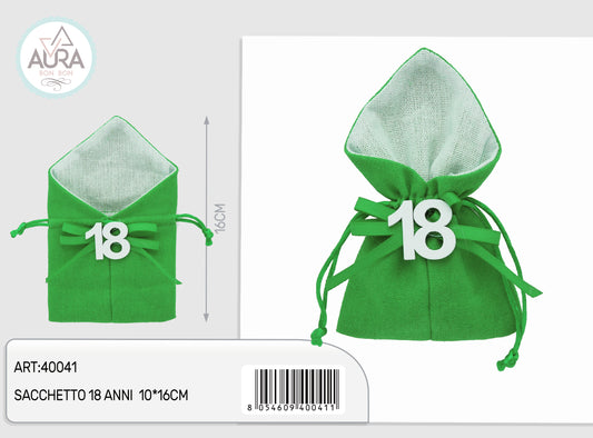 sacchetto yuta 18 anni verde 10x16cm