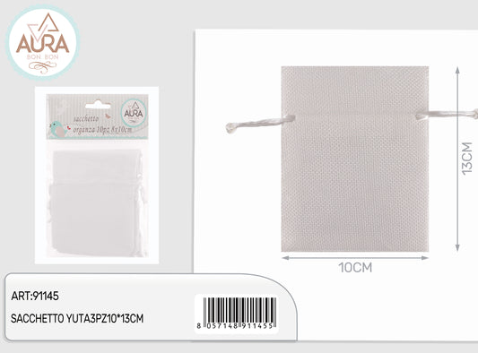 sacchetto yuta bianco 3pz 10x13cm