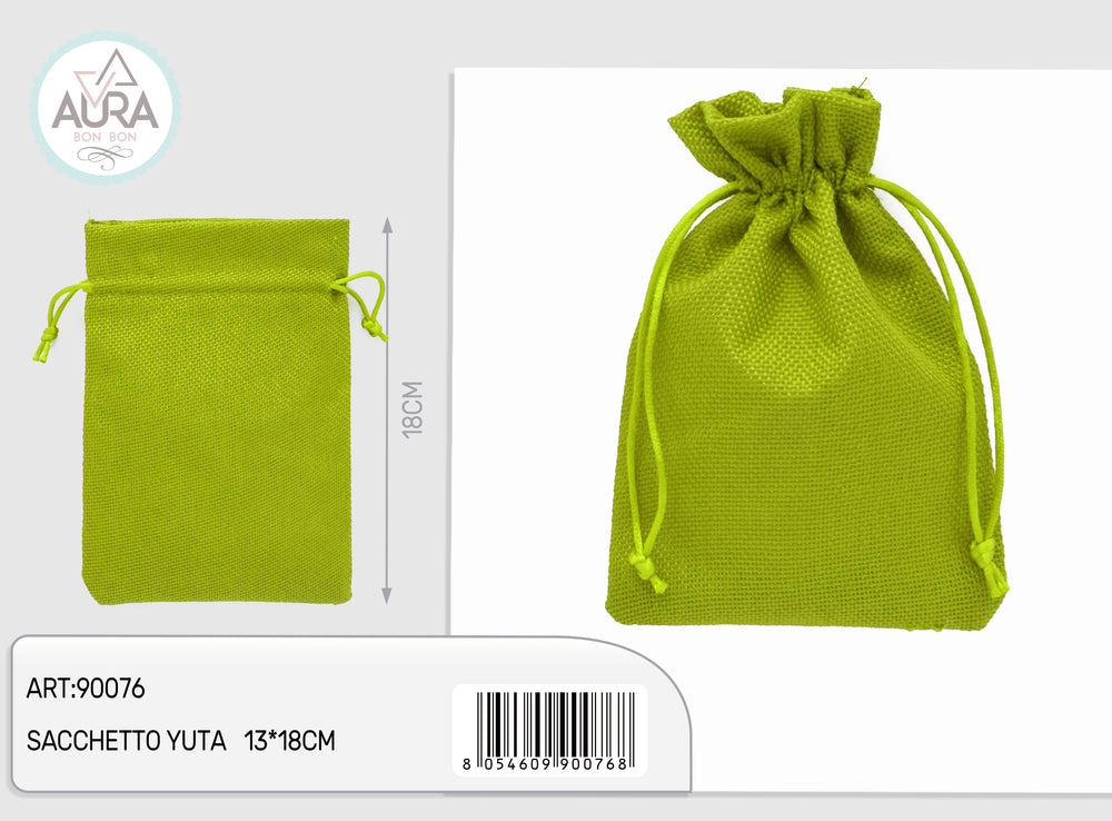 Sacchetto yuta verde pistacchio 13x18cm
