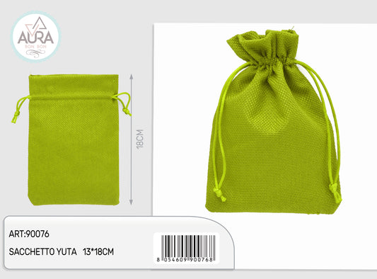 Sacchetto yuta verde pistacchio 13x18cm