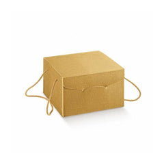 Scatola Segreto con cordini 24,5x24,5x15cm seta oro