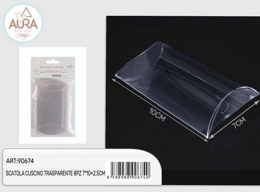 scatola cuscino trasparente 8pz 7x10+2,5cm
