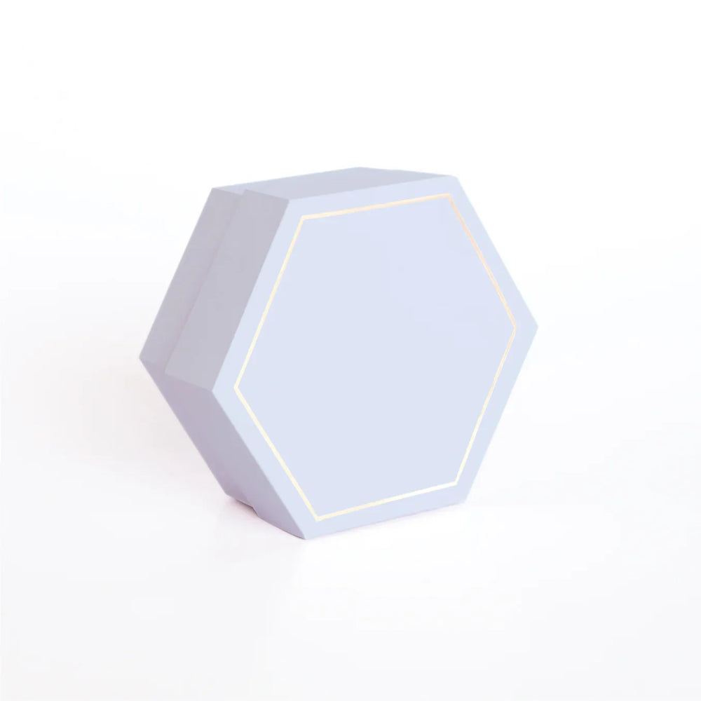 Hexagonal pencil case, sugar paper, bottom/lid 5.5x5.5x4cm