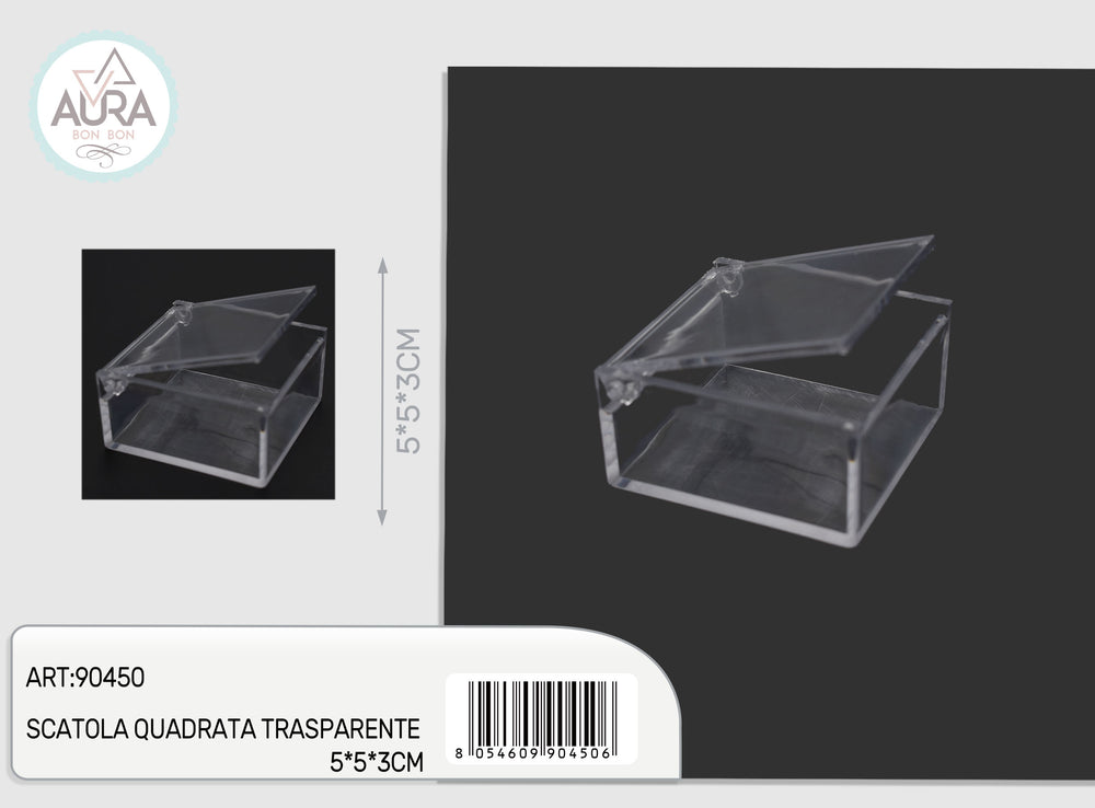 transparent square box 5x5x3cm