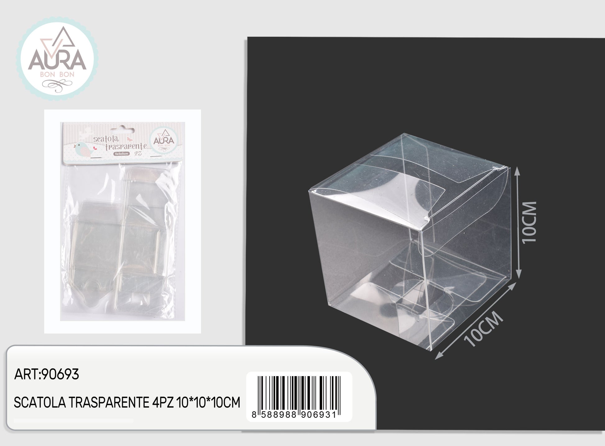 scatola trasparente 4pz 10x10x10cm