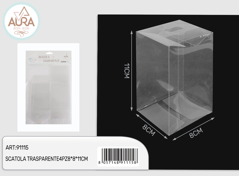 transparent box 4pcs 8x8x11cm