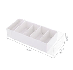 Scatolina fiammifero 8x2x3,7cm bianca con coperchio trasparente 4pz