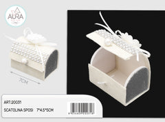 Scatolina con fiore e perlina 7x4,5x5cm