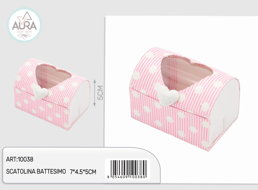 Scatolina forziere rosa con cuore – Aura, 1 pz