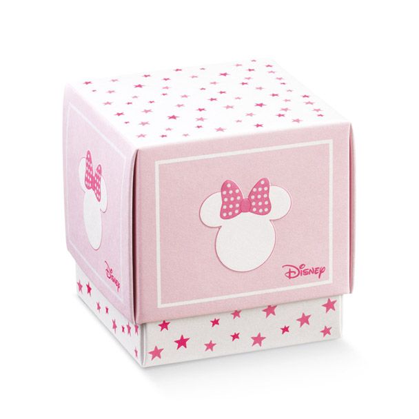 Minnie stars flower cube box 70x70x70mm pink