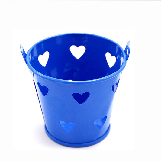 secchiello latta blu con cuori