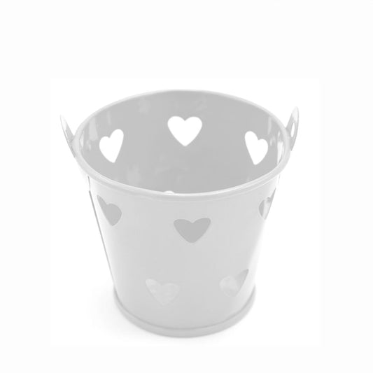 secchiello latta bianco con cuori
