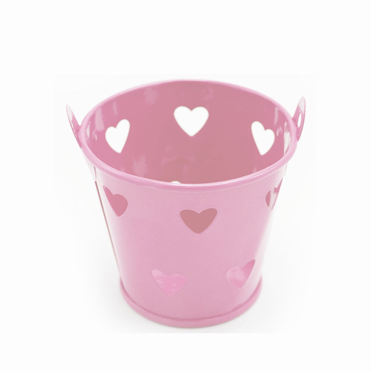 secchiello latta con cuori rosa