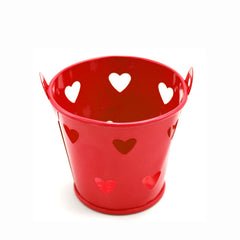 Tin bucket with red hearts 5.5x5.3cm