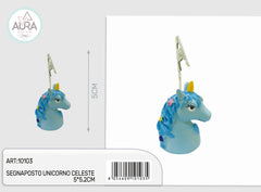segnaposto unicorno celeste 5cm