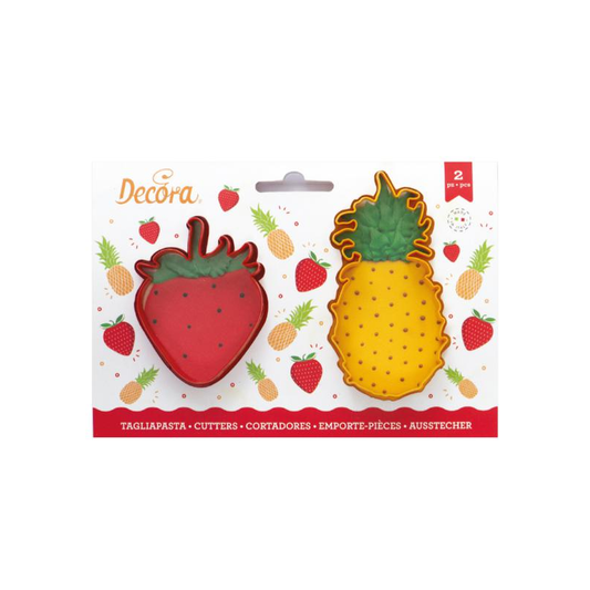 Set of 2 pineapple and strawberry cookie cutters
