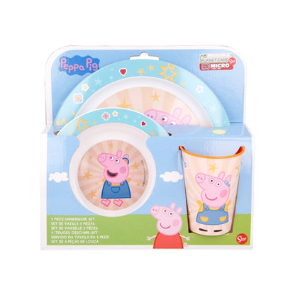 set 3 pz. 2 piatti + bicchiere Peppa Pig - adatti al microonde